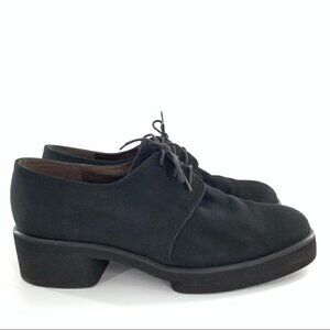 Stuart Weitzman flats size 9.5 black Oxfords chunky vintage 90s Academia